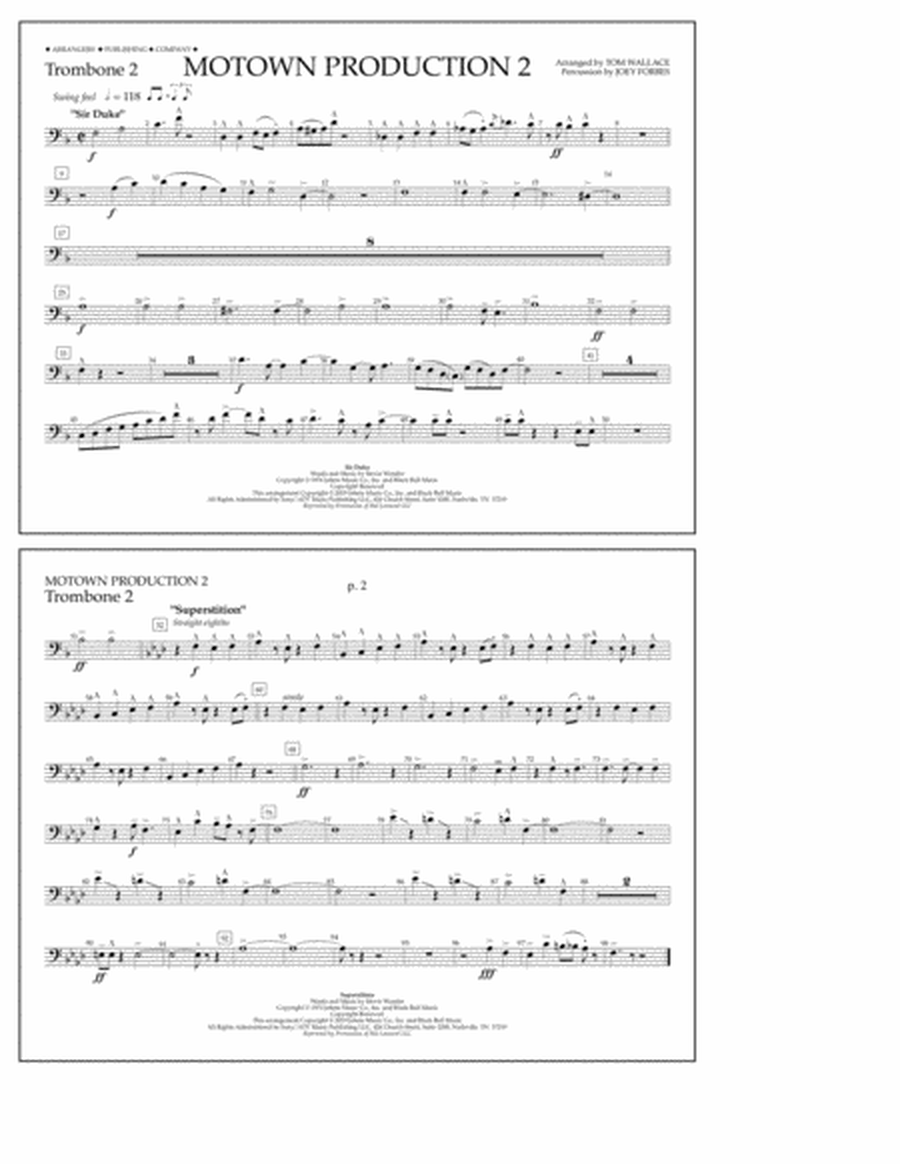 Motown Production 2 (arr. Tom Wallace) - Trombone 2