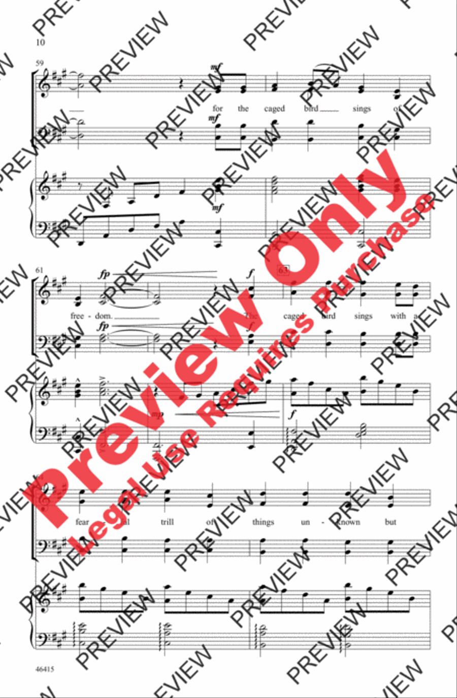 Caged Bird Caged Bird 4-Part scores gallery preview page 9