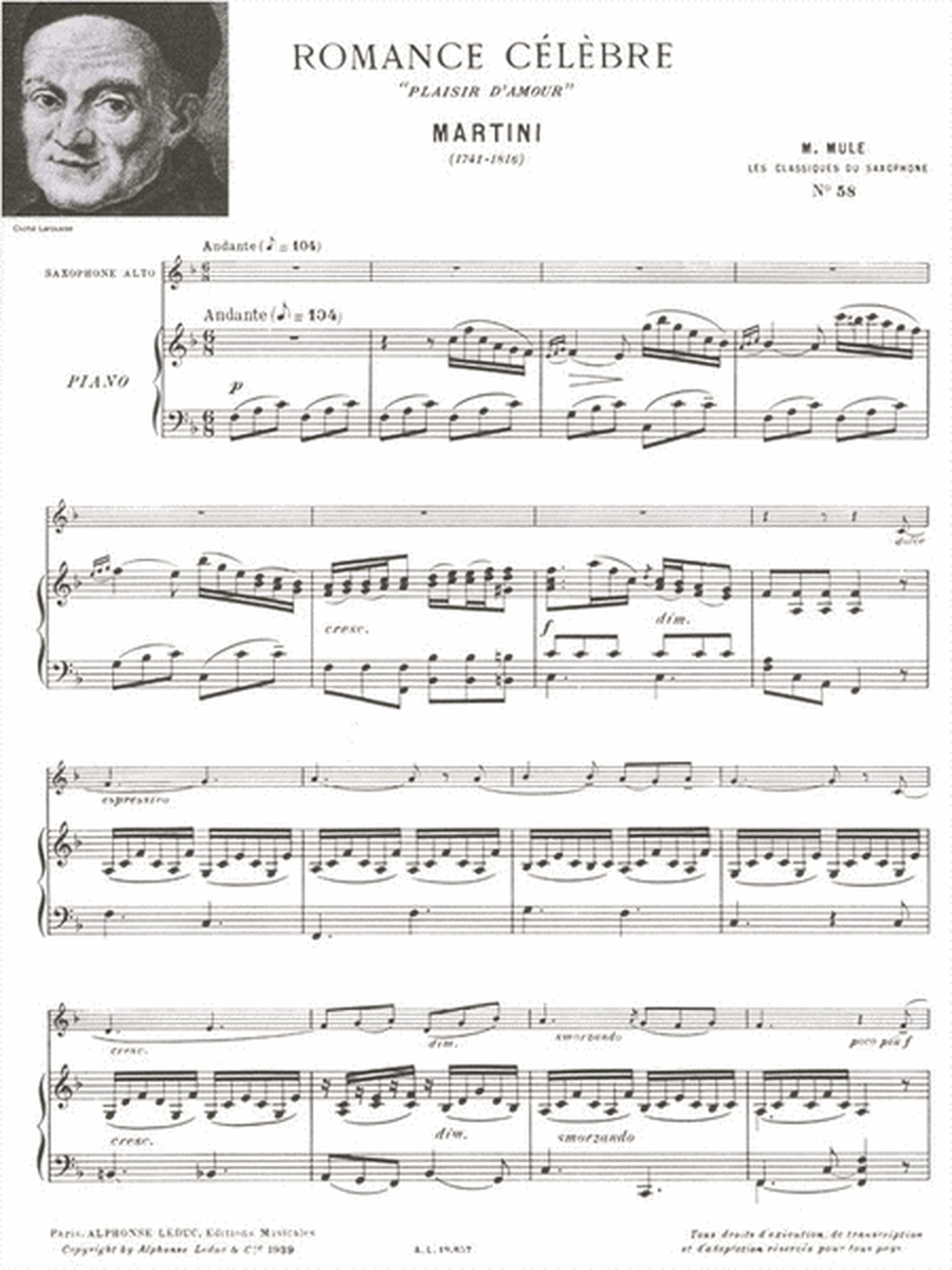 Marcel Mule - Pieces Celebres Pour Saxophone Alto Et Piano, 1er Recueil