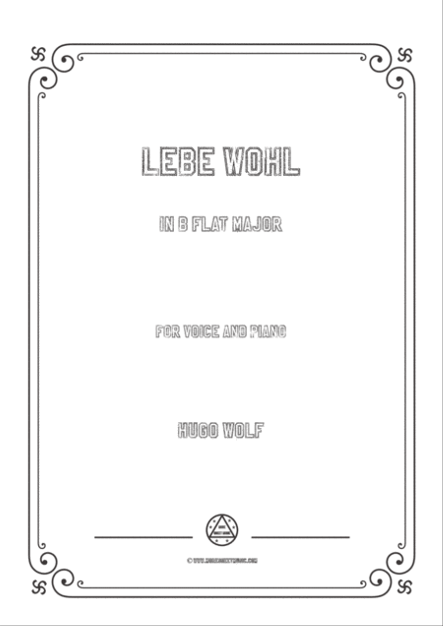 Wolf-Lebe wohl in B flat Major,for Voice and Piano Voice Solo scores gallery preview page 1