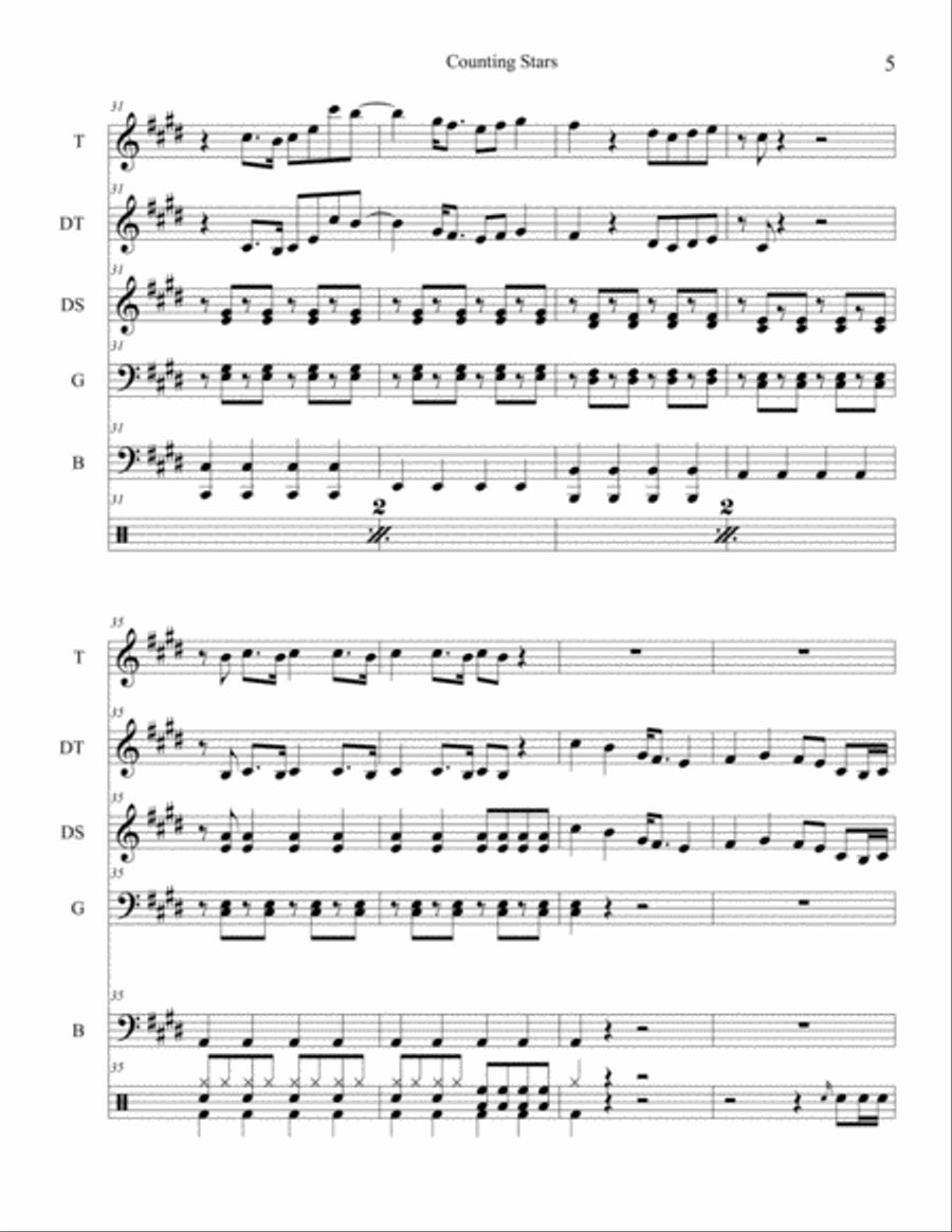 Counting Stars Counting Stars Percussion Ensemble scores gallery preview page 6