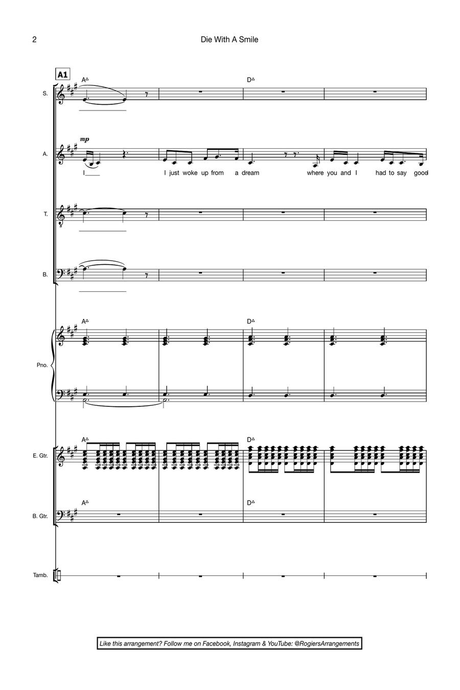 Die With A Smile 4-Part scores gallery preview page 2