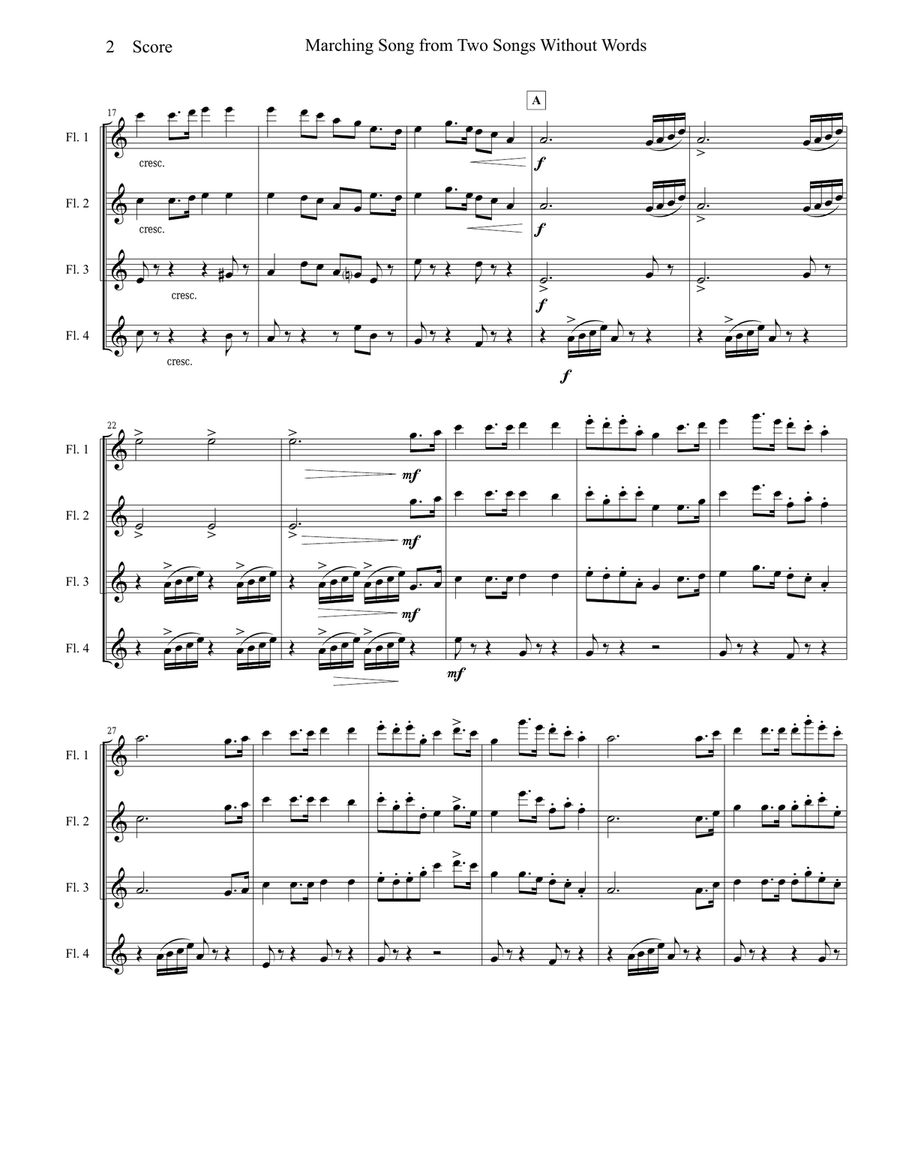 Marching Song by Gustav Holst for Flute Quartet image number null