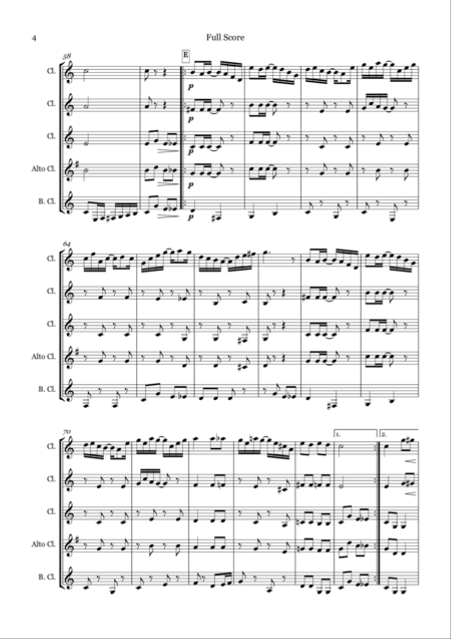 Sunflower Slow Drag for Clarinet Quartet Clarinet Quartet scores gallery preview page 5