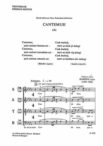 Cantemus (A) (to words by the composer)