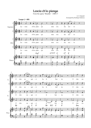 Laschia ch'io pianga (for SSAA choir - with piano accompaniment)