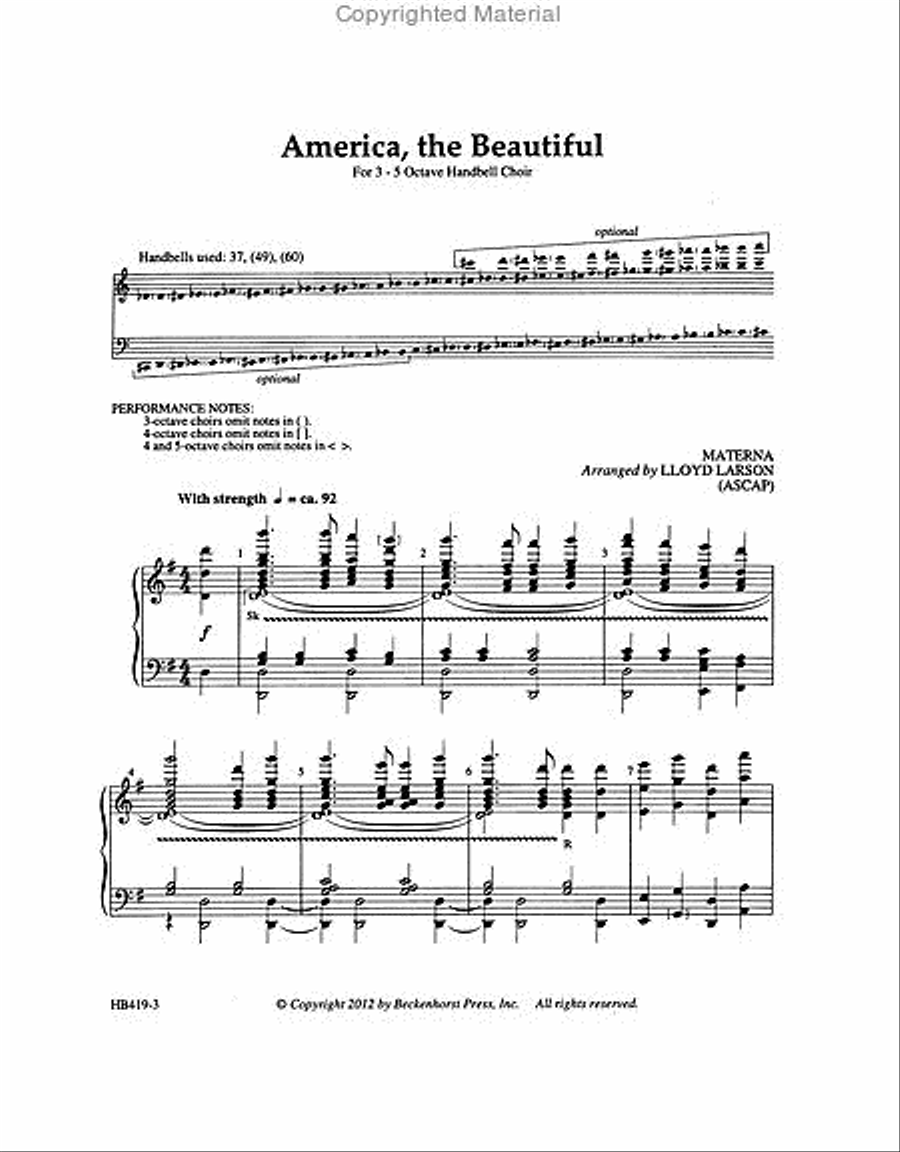 America, the Beautiful - Larson 5-Octaves scores gallery preview page 2