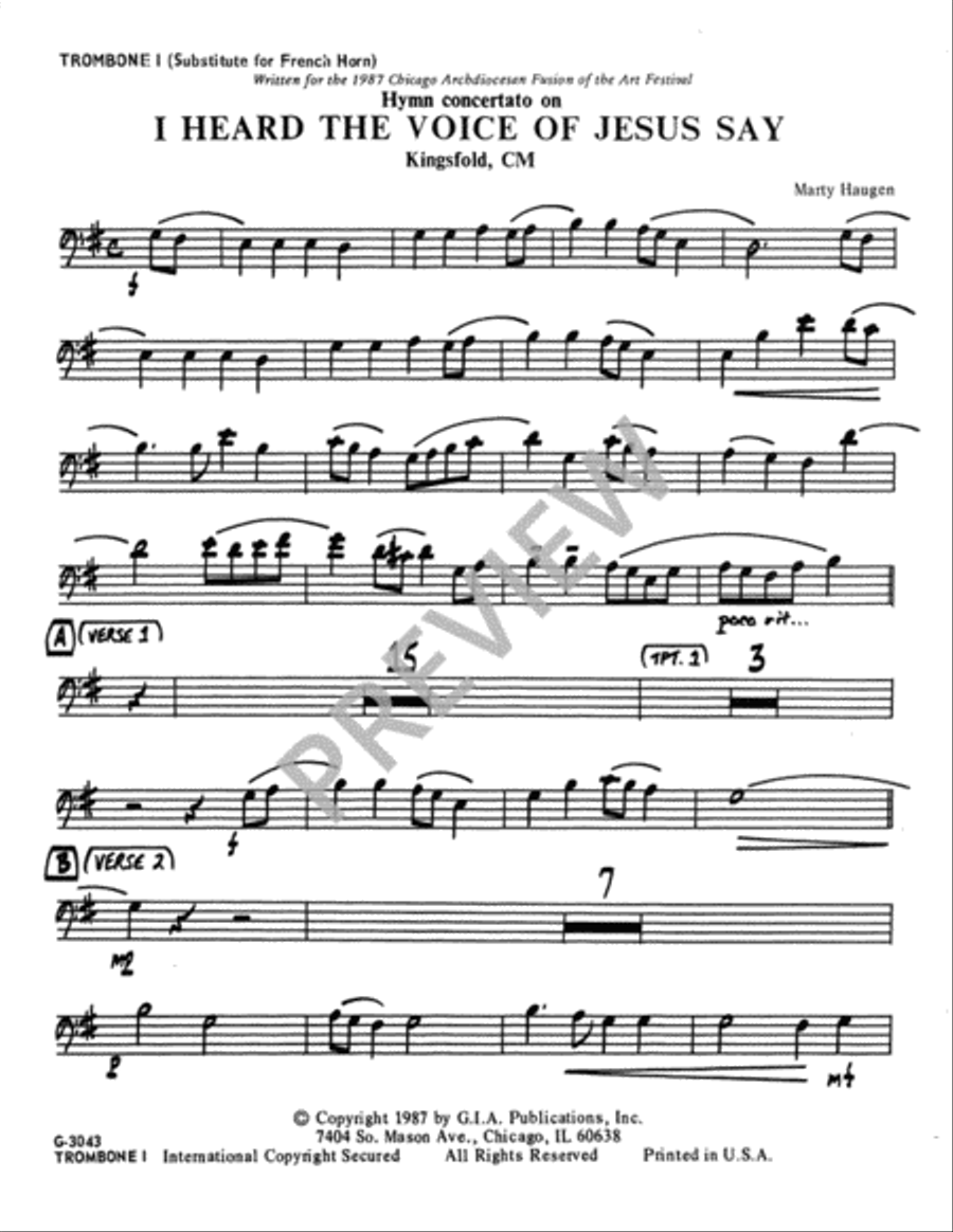 I Heard the Voice of Jesus Say - Instrument edition Trombone scores gallery preview page 8