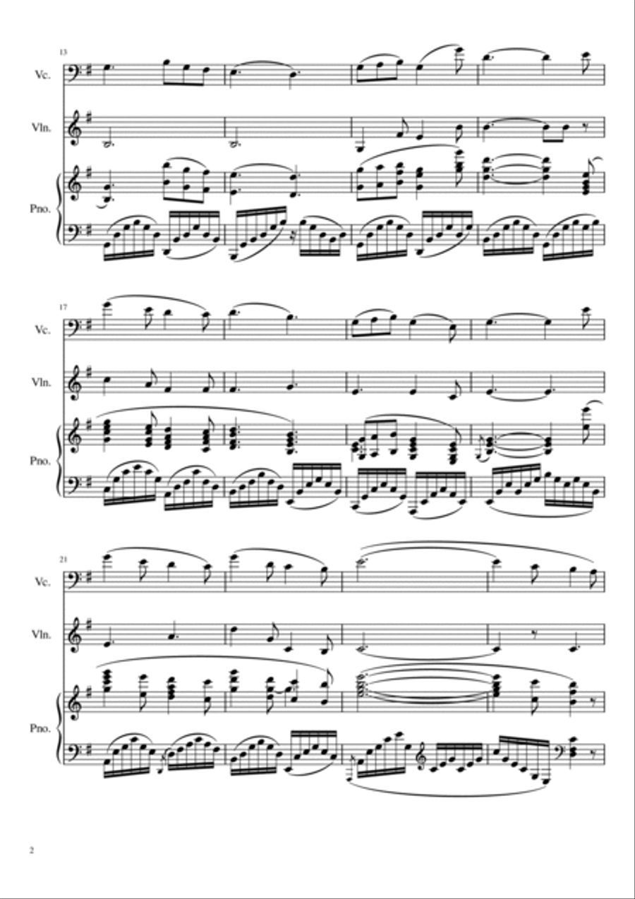 Puccini - O mio babbino caro - (Oh my beloved daddy) Gianni Schicchi, SC 88 - Arr.For Trio Cello scores gallery preview page 2