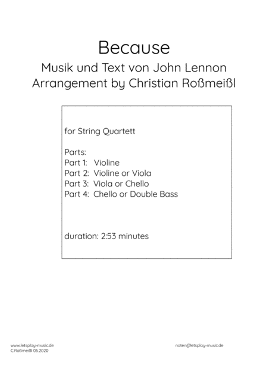 Because String Quartet scores gallery preview page 1
