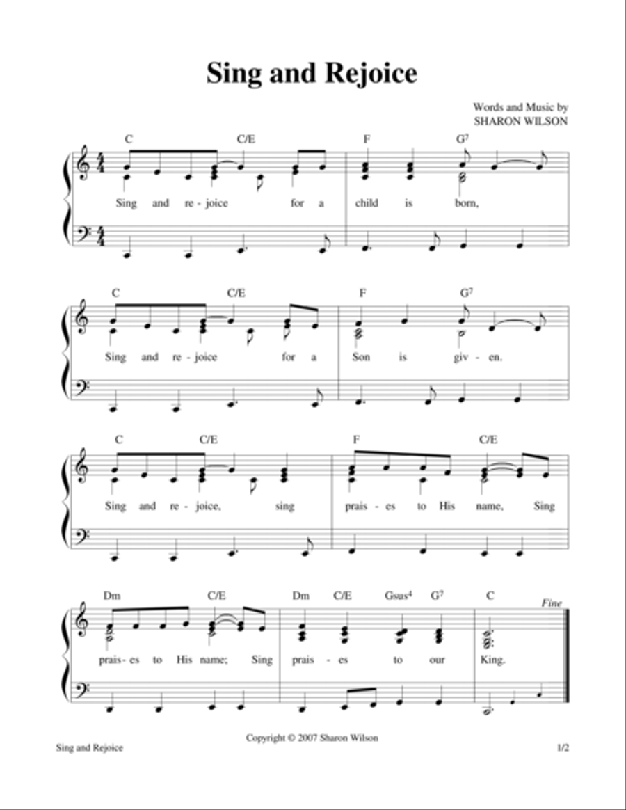 Sing and Rejoice Piano, Vocal, Guitar scores gallery preview page 1