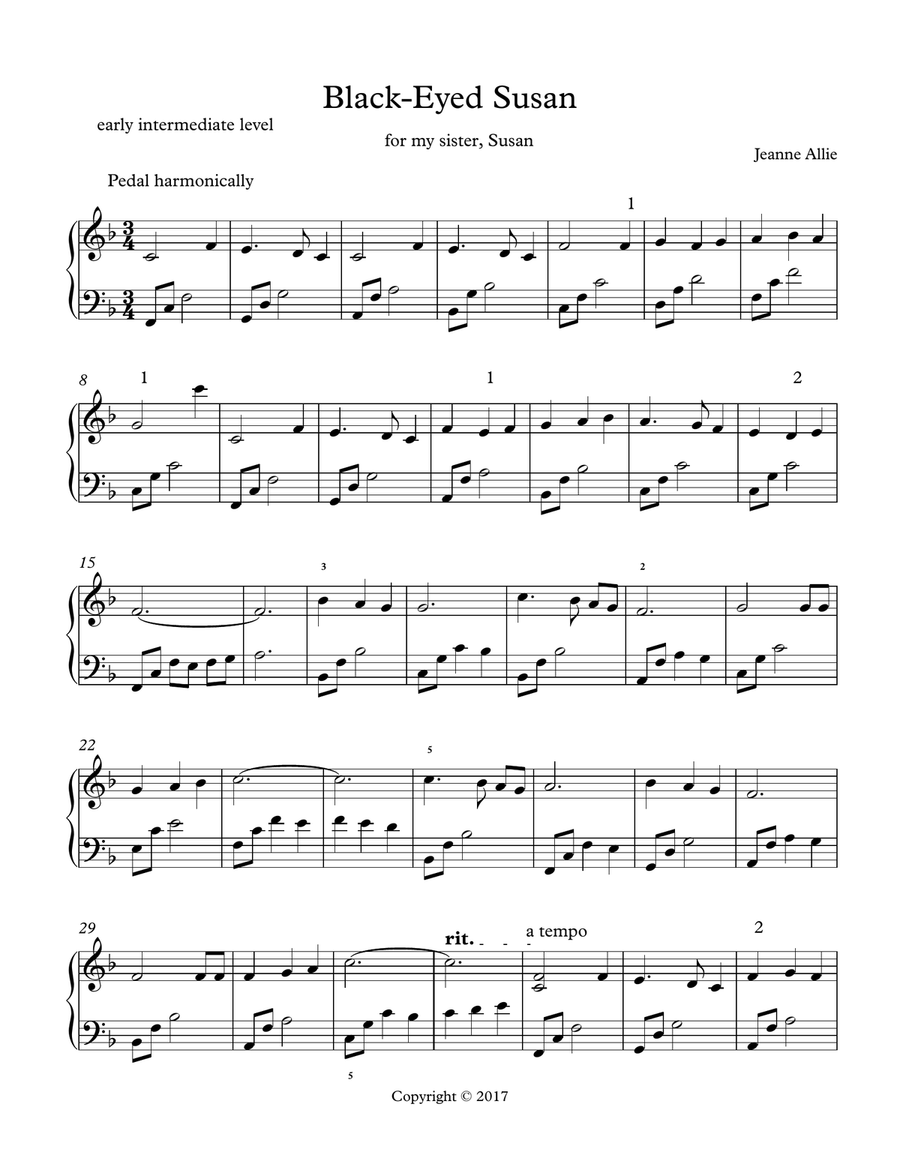 Black-Eyed Susan Piano Method scores gallery preview page 1