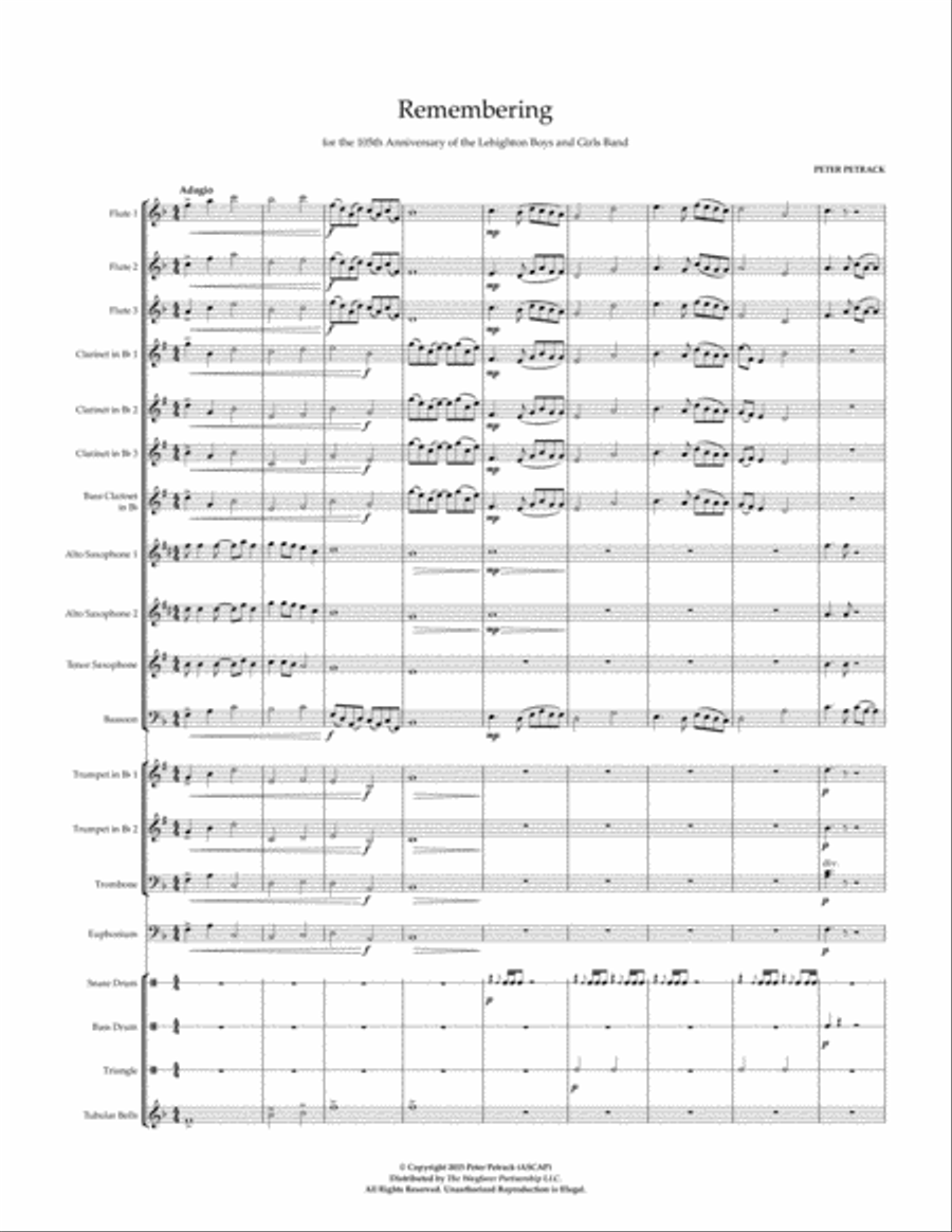Remembering Concert Band scores gallery preview page 1