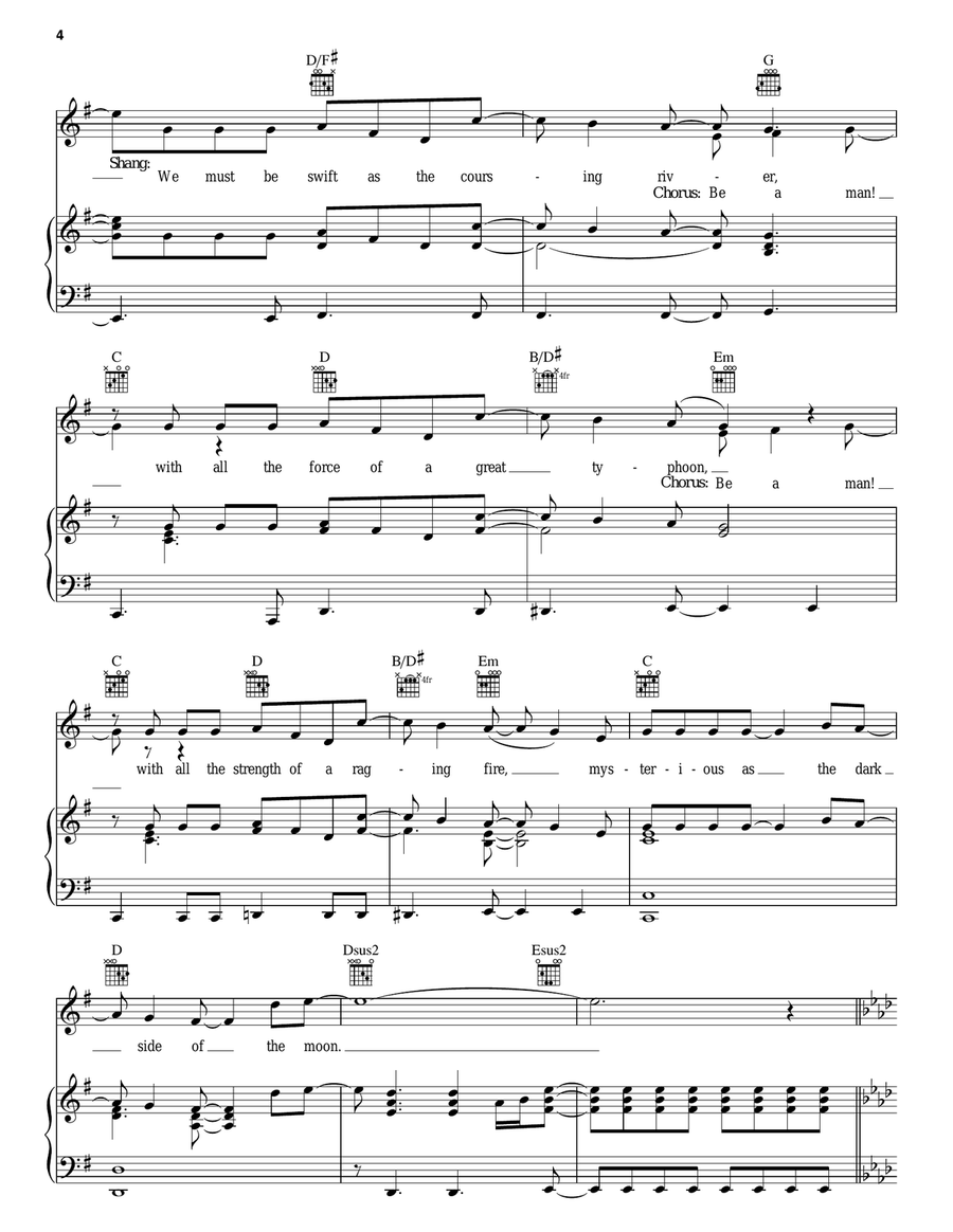 I'll Make A Man Out Of You (from Mulan) Piano, Vocal, Guitar scores gallery preview page 4