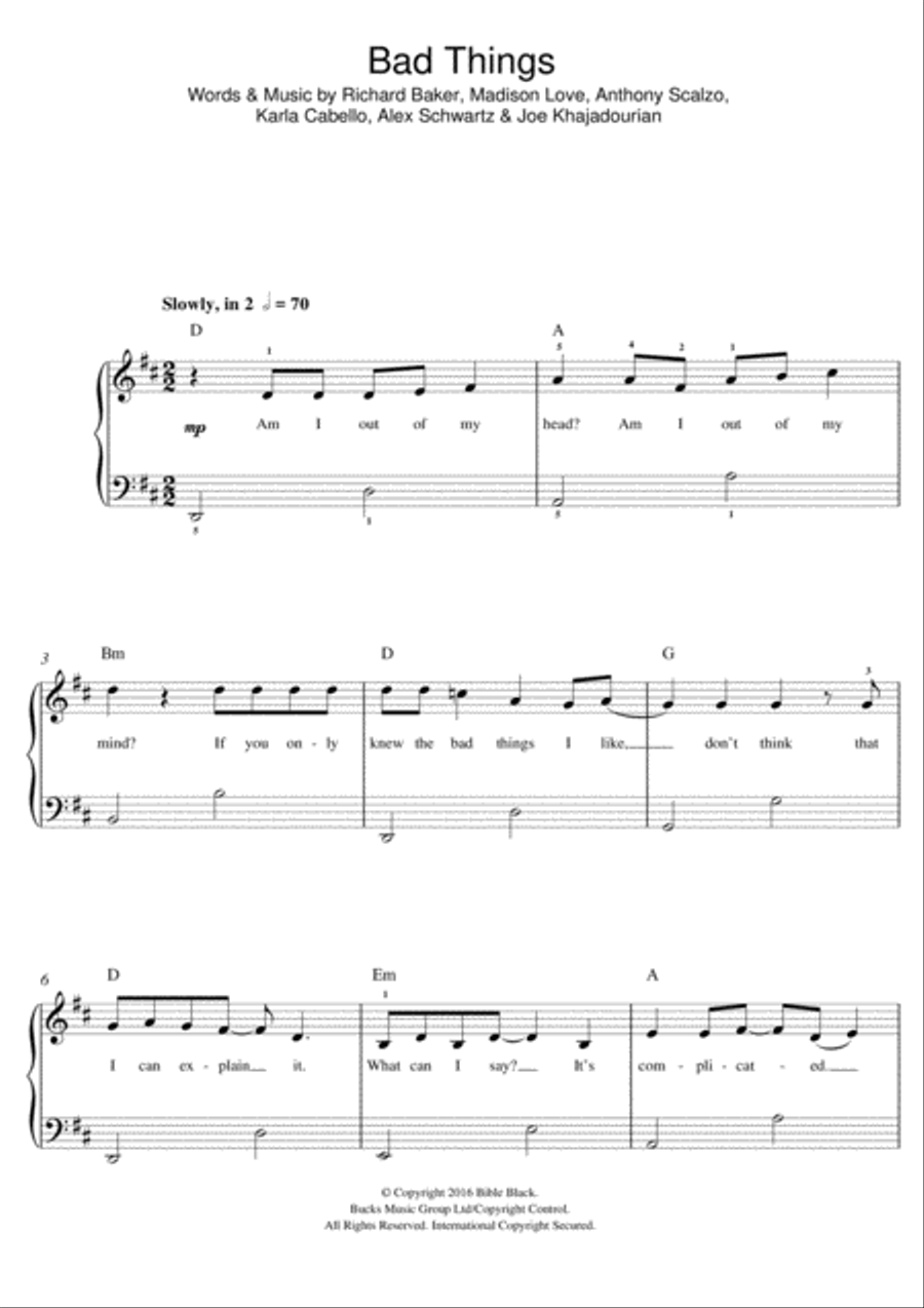 Bad Things Piano scores gallery preview page 1