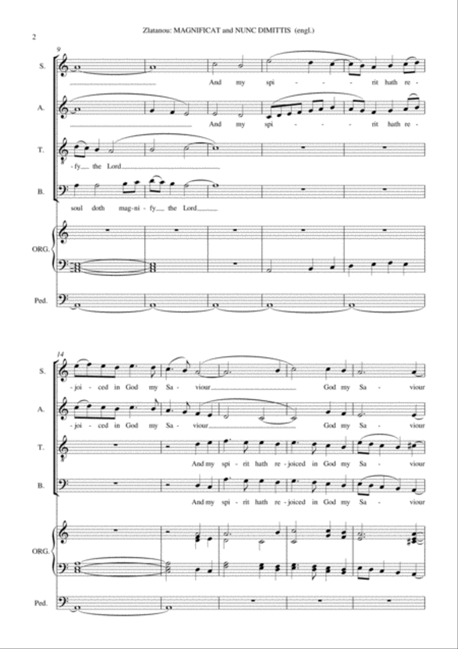 MAGNIFICAT and NUNC DIMITTIS for SATB Choir and Organ