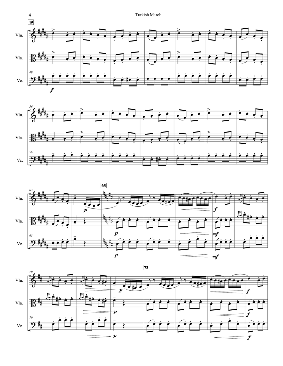 Turkish March for String Trio String Trio scores gallery preview page 4