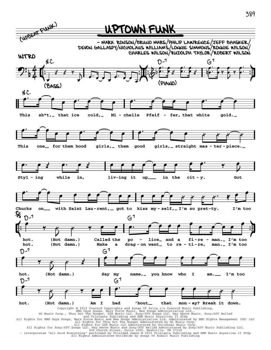 Uptown Funk (feat. Bruno Mars) Voice scores gallery preview page 1