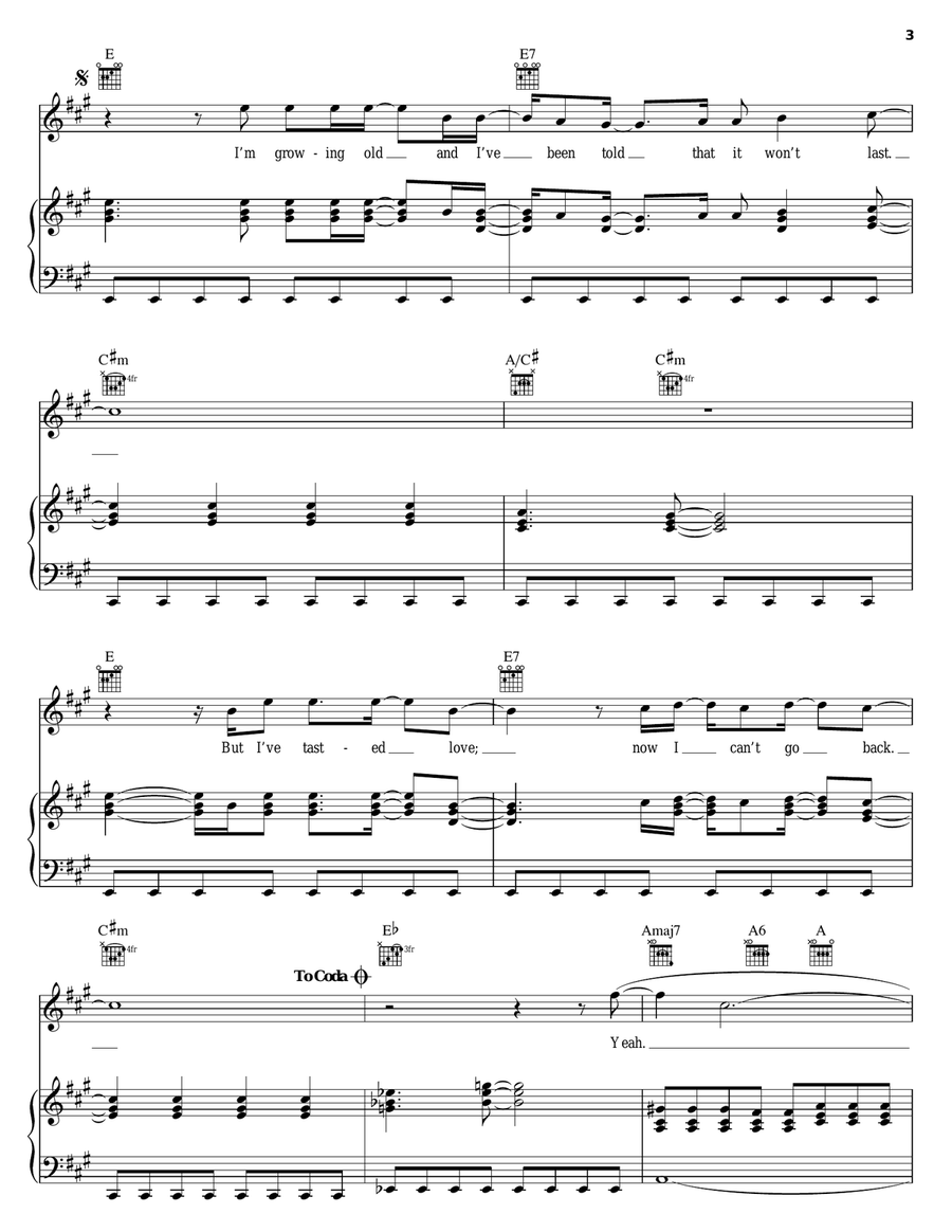 Can't Go Back Piano, Vocal, Guitar scores gallery preview page 3