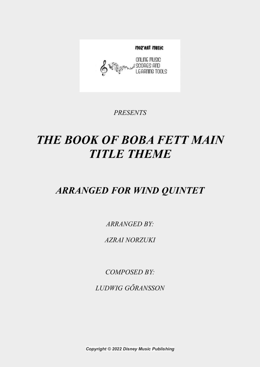 The Book Of Boba Fett Main Title Theme Woodwind Quintet scores gallery preview page 1