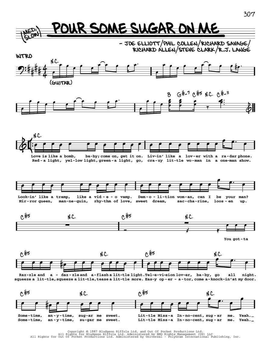 Pour Some Sugar On Me Voice scores gallery preview page 1