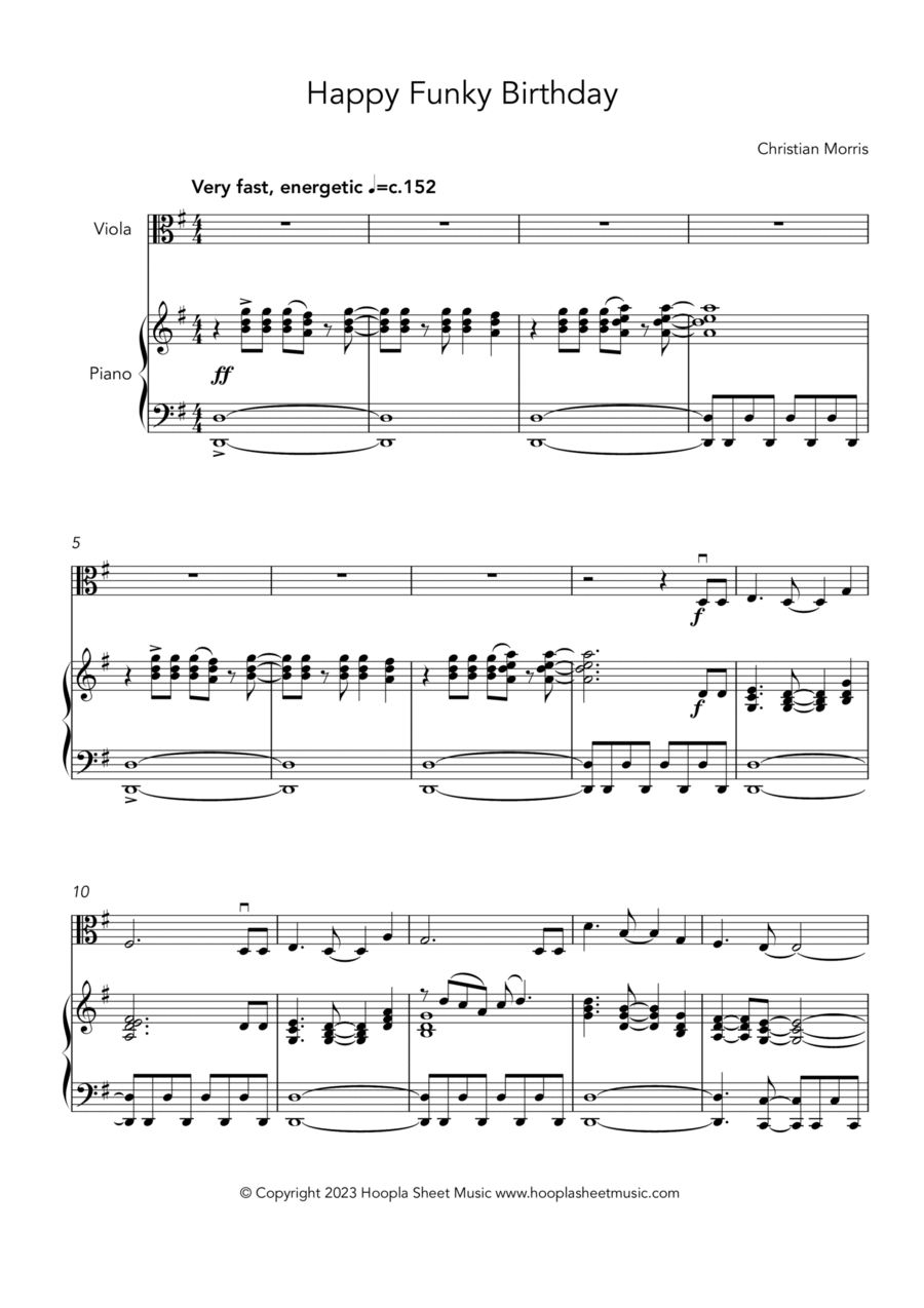 Happy Funky Birthday Viola scores gallery preview page 1