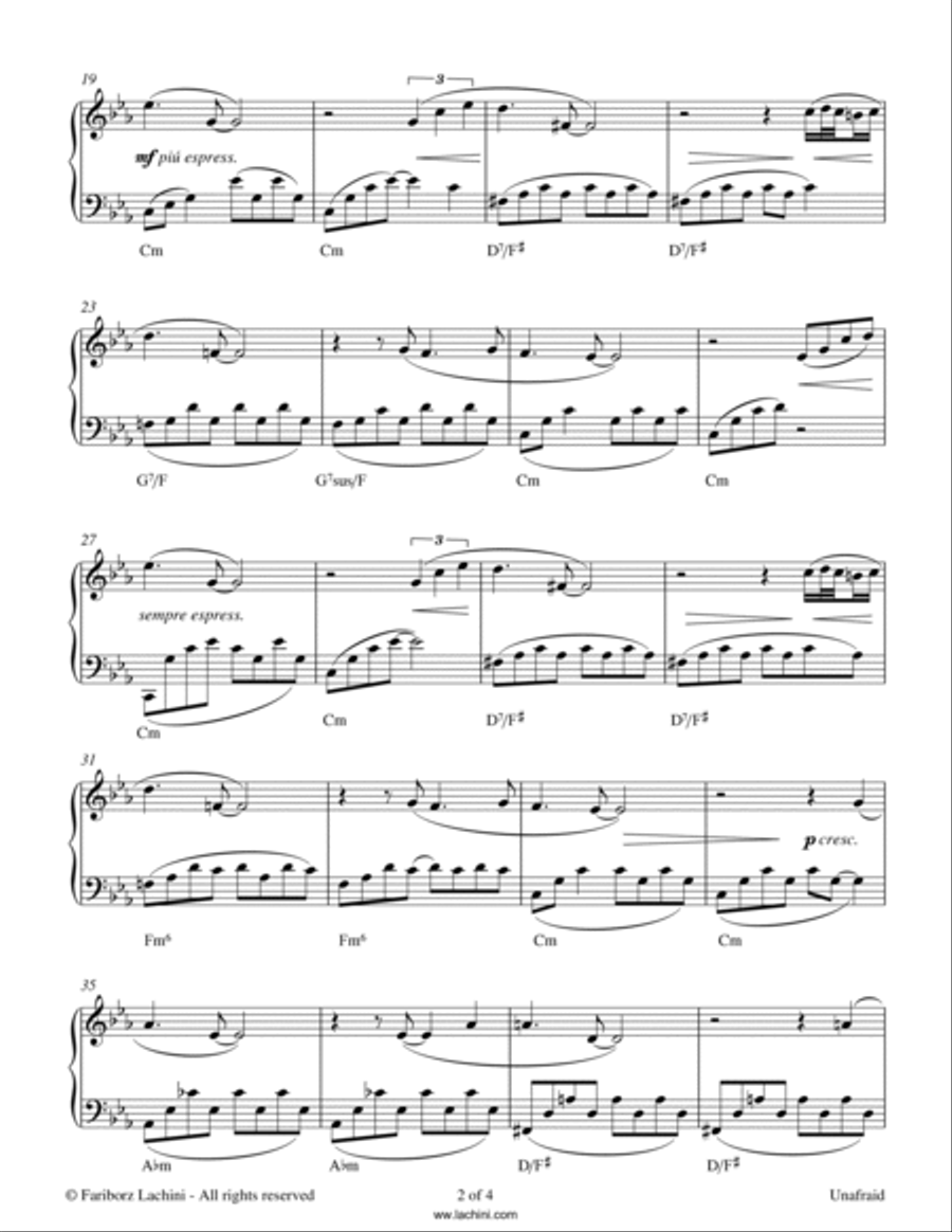 Unafraid Piano Solo scores gallery preview page 2