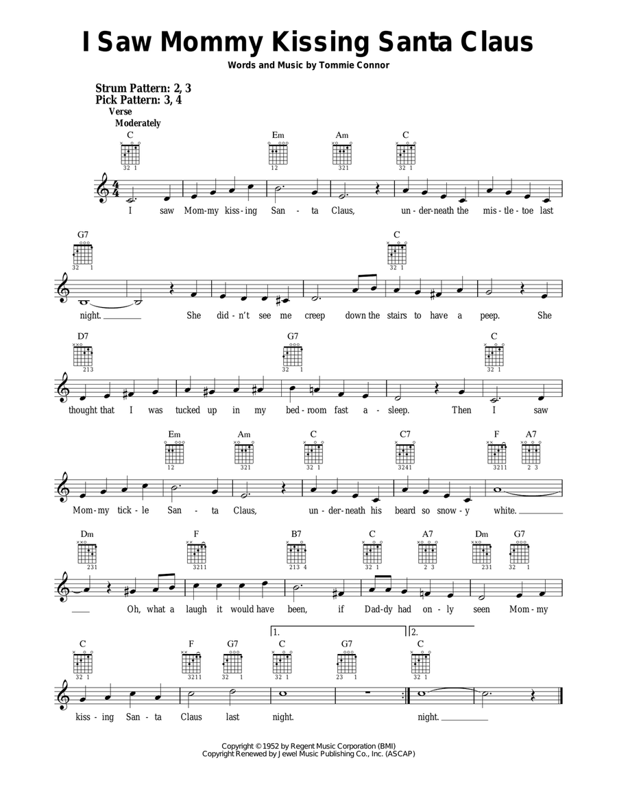 I Saw Mommy Kissing Santa Claus Easy Guitar scores gallery preview page 1