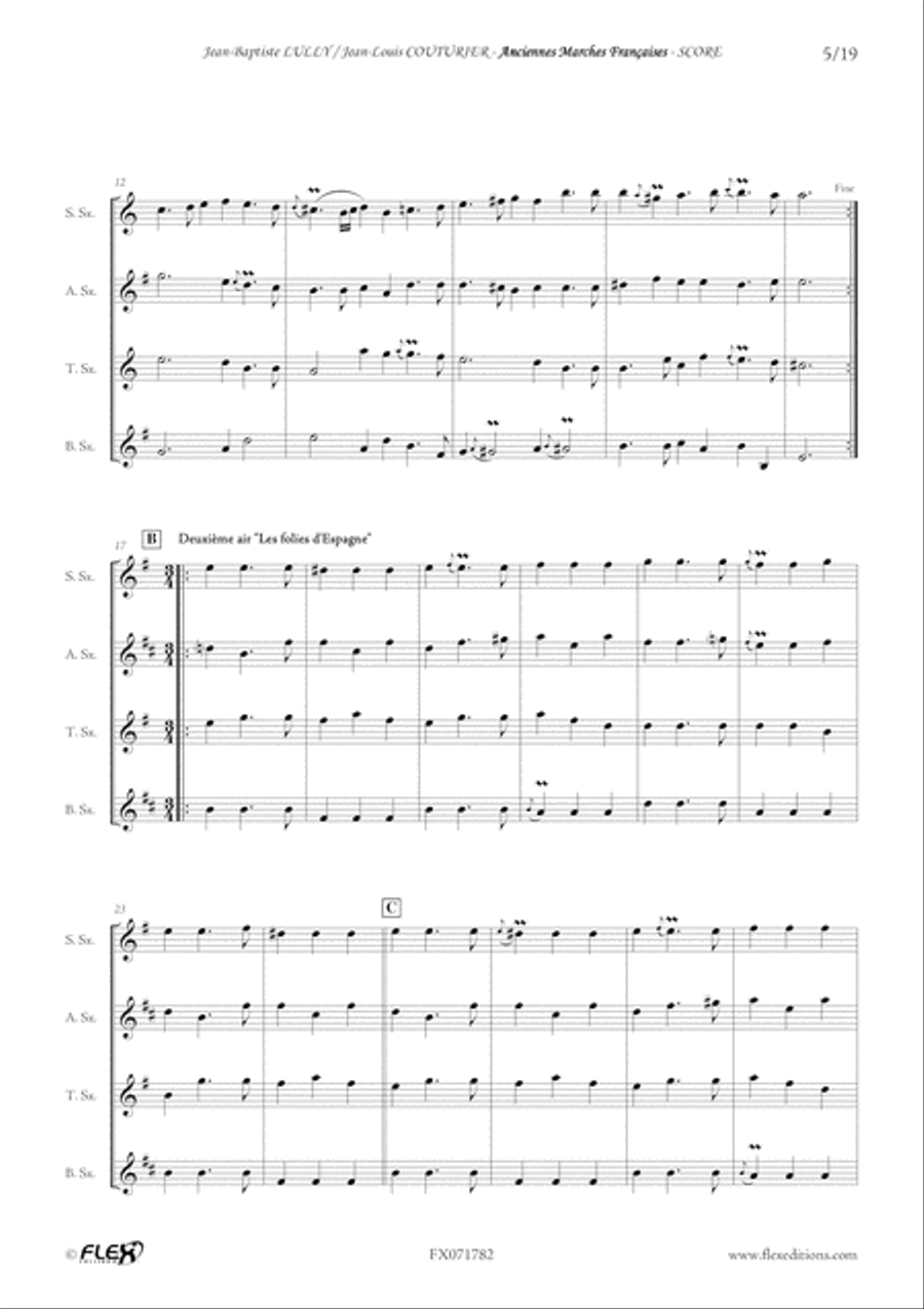 Old French Marches during King Louis The 14th's reign Saxophone Quartet scores gallery preview page 5