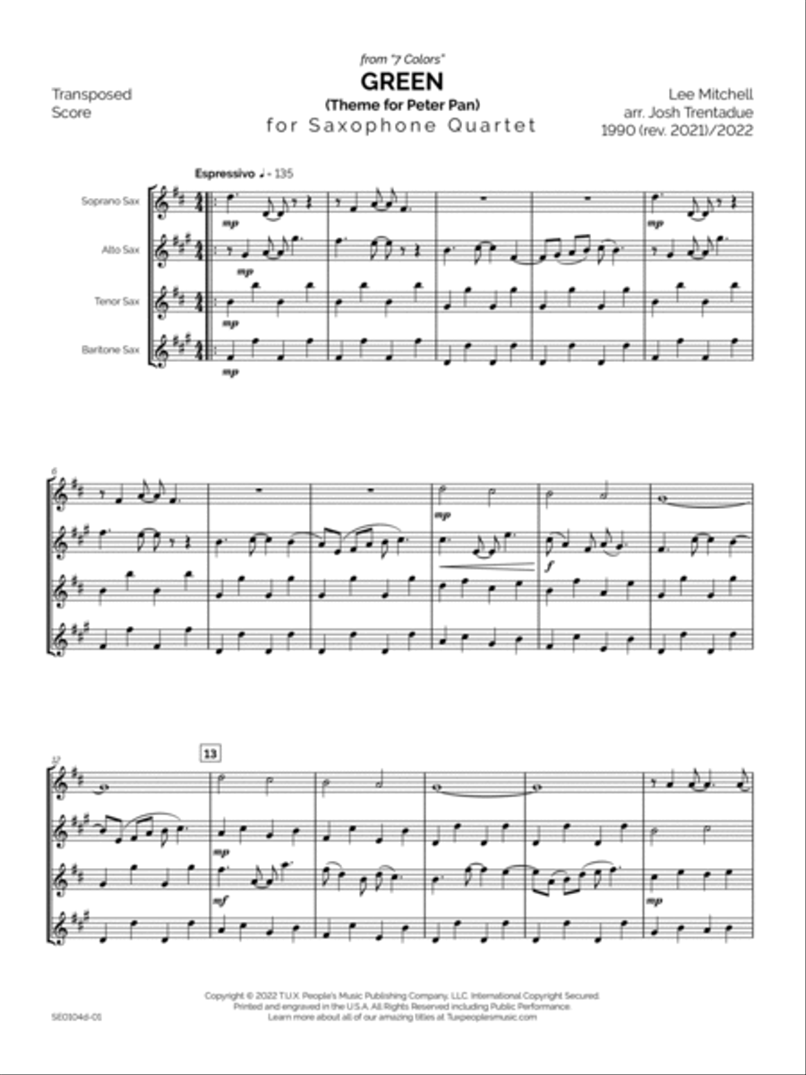 Green Saxophone Quartet scores gallery preview page 4
