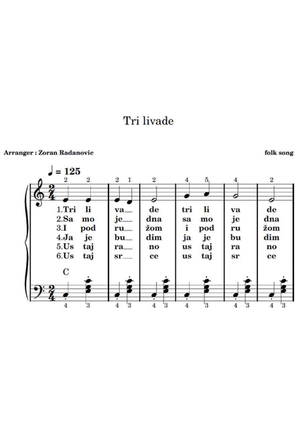 Tri livade - for accordion beginner image number null