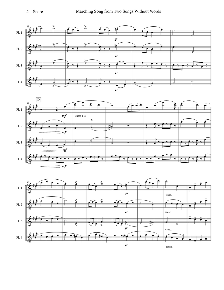 Marching Song by Gustav Holst for Flute Quartet image number null