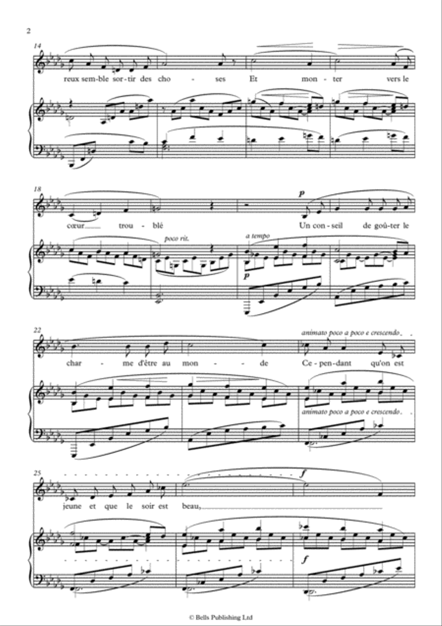 Beau soir (D-flat Major) Voice Solo scores gallery preview page 2