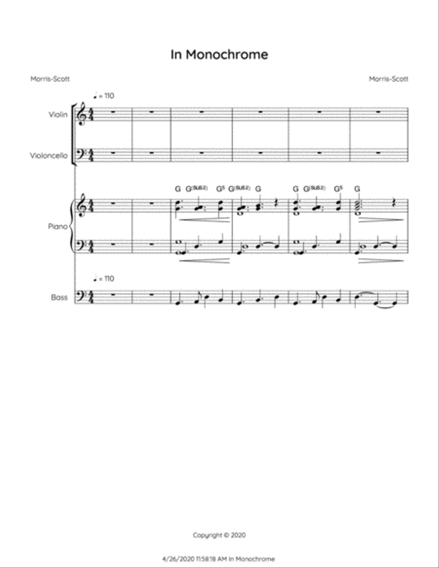 In Monochrome Piano, Vocal, Guitar scores gallery preview page 1