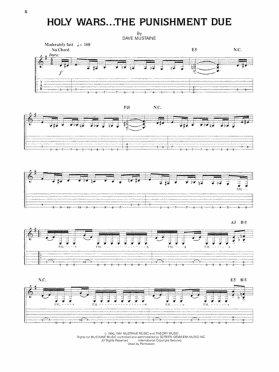 Megadeth – Rust in Peace Electric Guitar scores gallery preview page 3