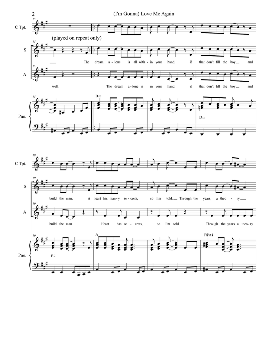 (i'm Gonna) Love Me Again Vocal Duet scores gallery preview page 2