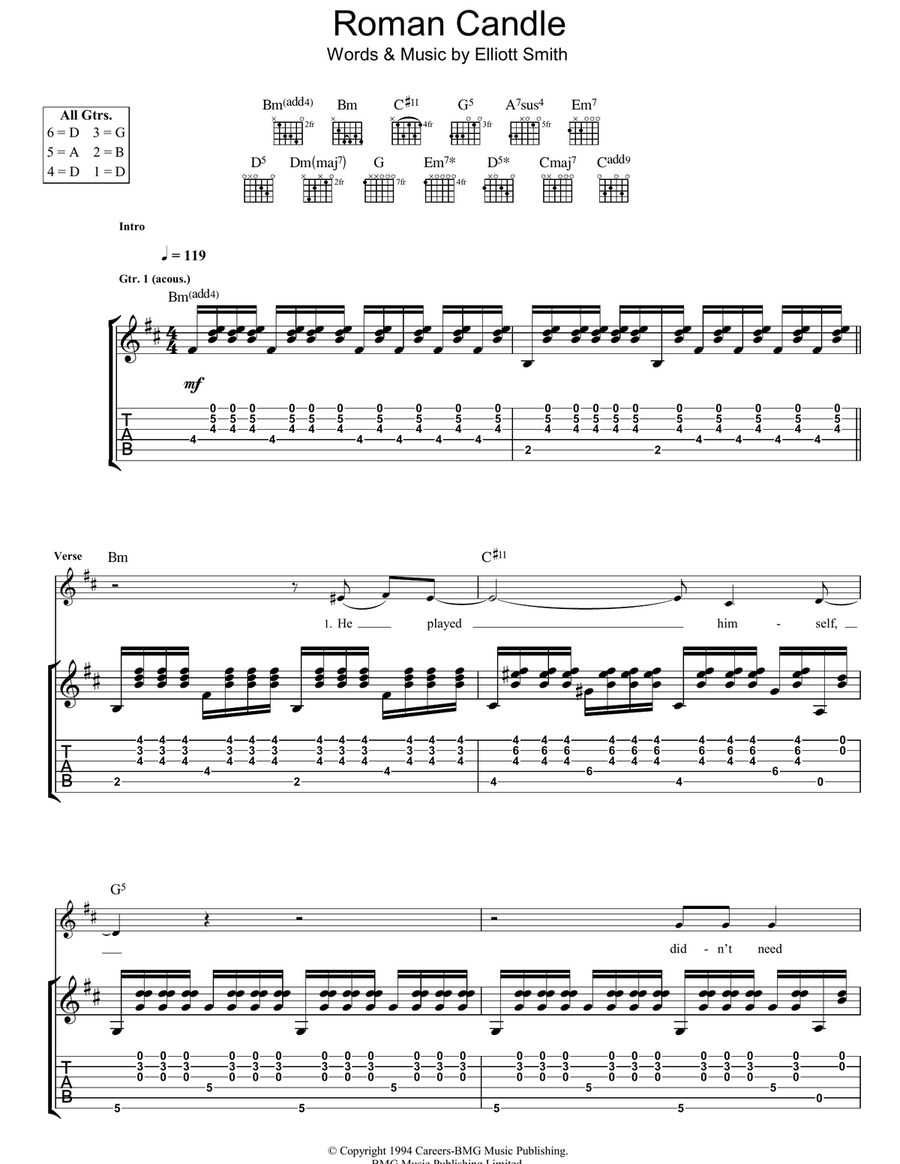 Roman Candle Guitar Tablature scores gallery preview page 1