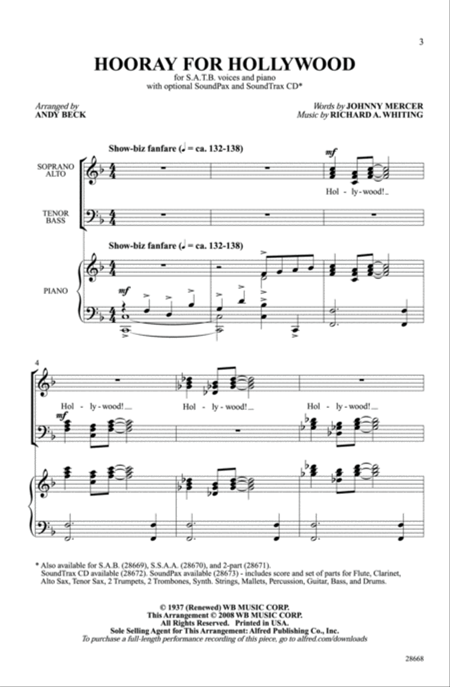 Hooray for Hollywood Hooray for Hollywood 4-Part scores gallery preview page 2