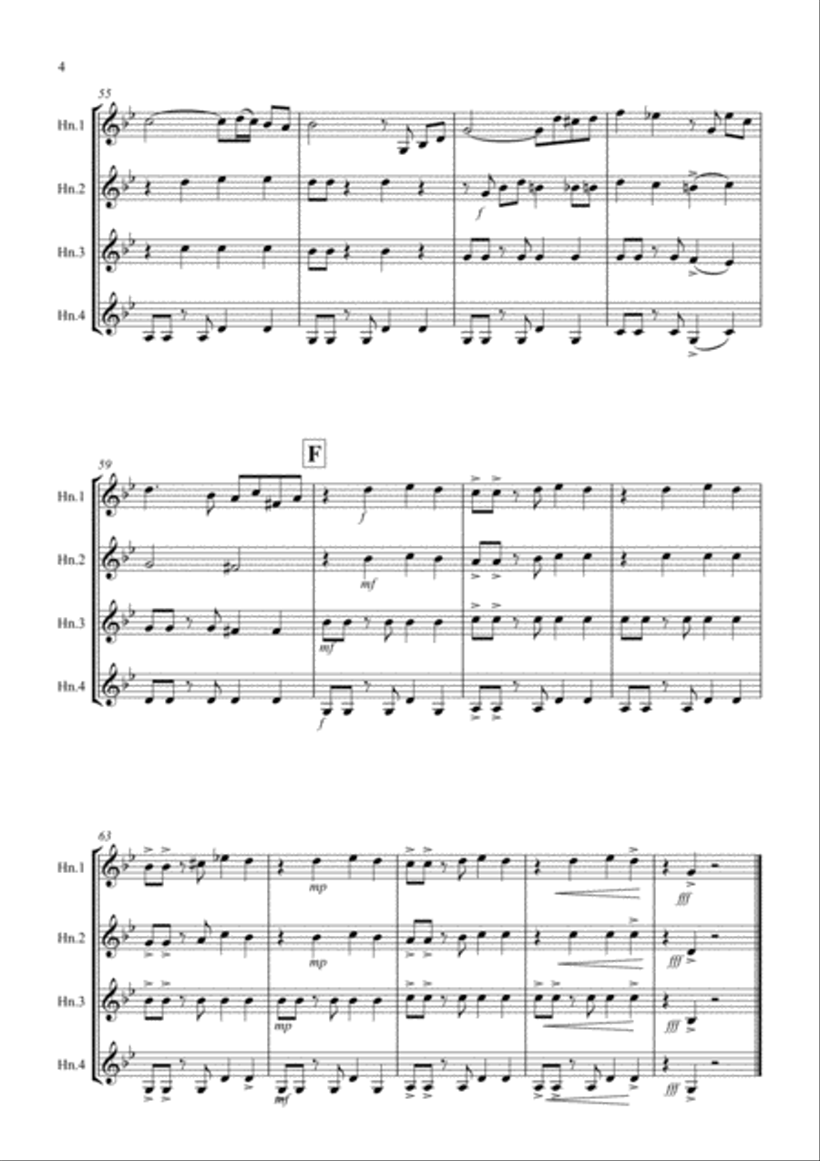 Tasty Tango for Horn Quartet French Horn Quartet scores gallery preview page 4