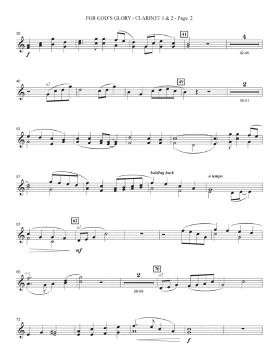 For God's Glory - Bb Clarinet 1 & 2 Choir scores gallery preview page 2