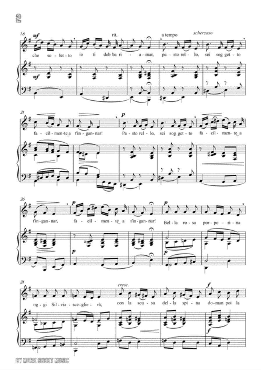Pergolesi-Se tu m'ami in e minor,for Voice and Piano Voice Solo scores gallery preview page 4