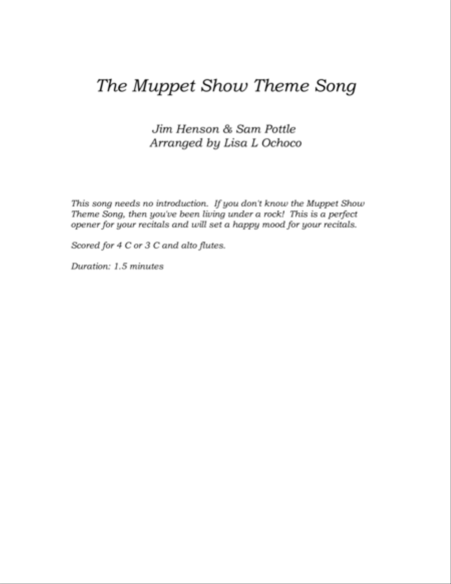 The Muppet Show Theme Flute Quartet scores gallery preview page 5