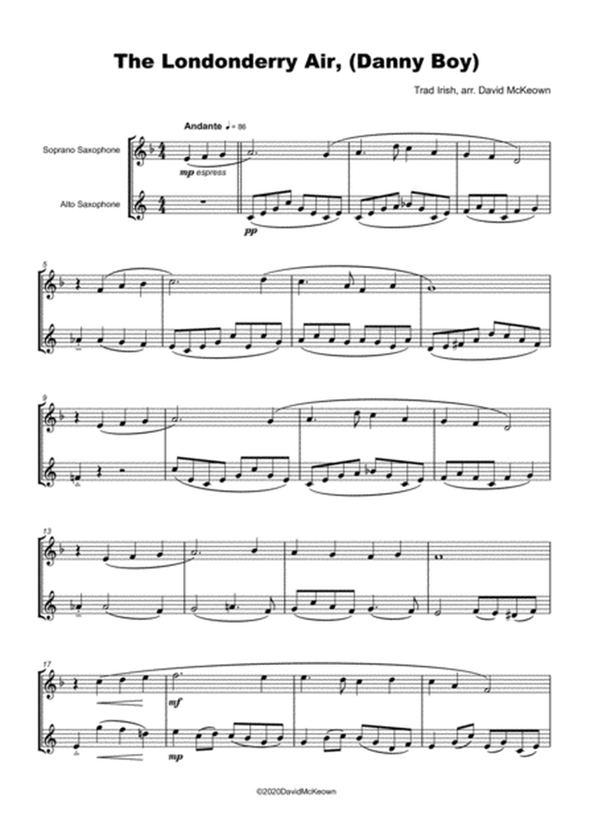 Londonderry Air, (Danny Boy), for Soprano and Alto Saxophone Duet