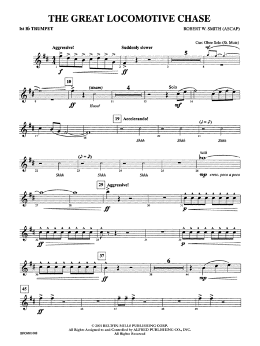 The Great Locomotive Chase: 1st B-flat Trumpet Full Orchestra scores gallery preview page 1