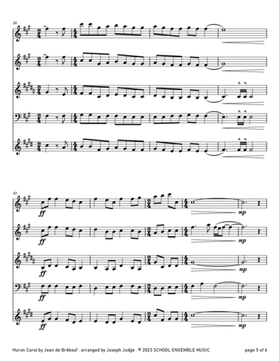 Huron Carol for Woodwind Quartet in Schools Woodwind Quartet scores gallery preview page 5