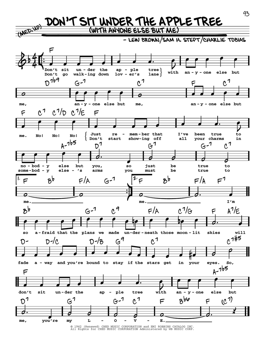 Don't Sit Under The Apple Tree (With Anyone Else But Me) (High Voice) High Voice scores gallery preview page 1