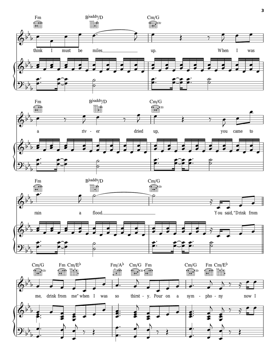 Hymn For The Weekend Piano, Vocal, Guitar scores gallery preview page 3