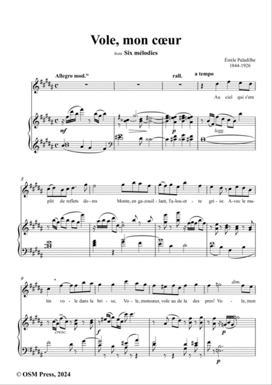 Paladilhe-Vole,mon cœur,in B Major Voice scores gallery preview page 2