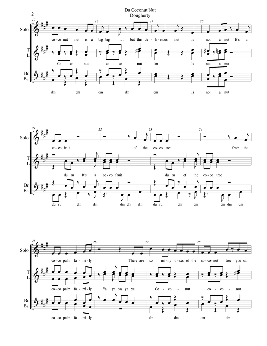 The Coconut Nut (the Coconut Song) SSAA scores gallery preview page 2