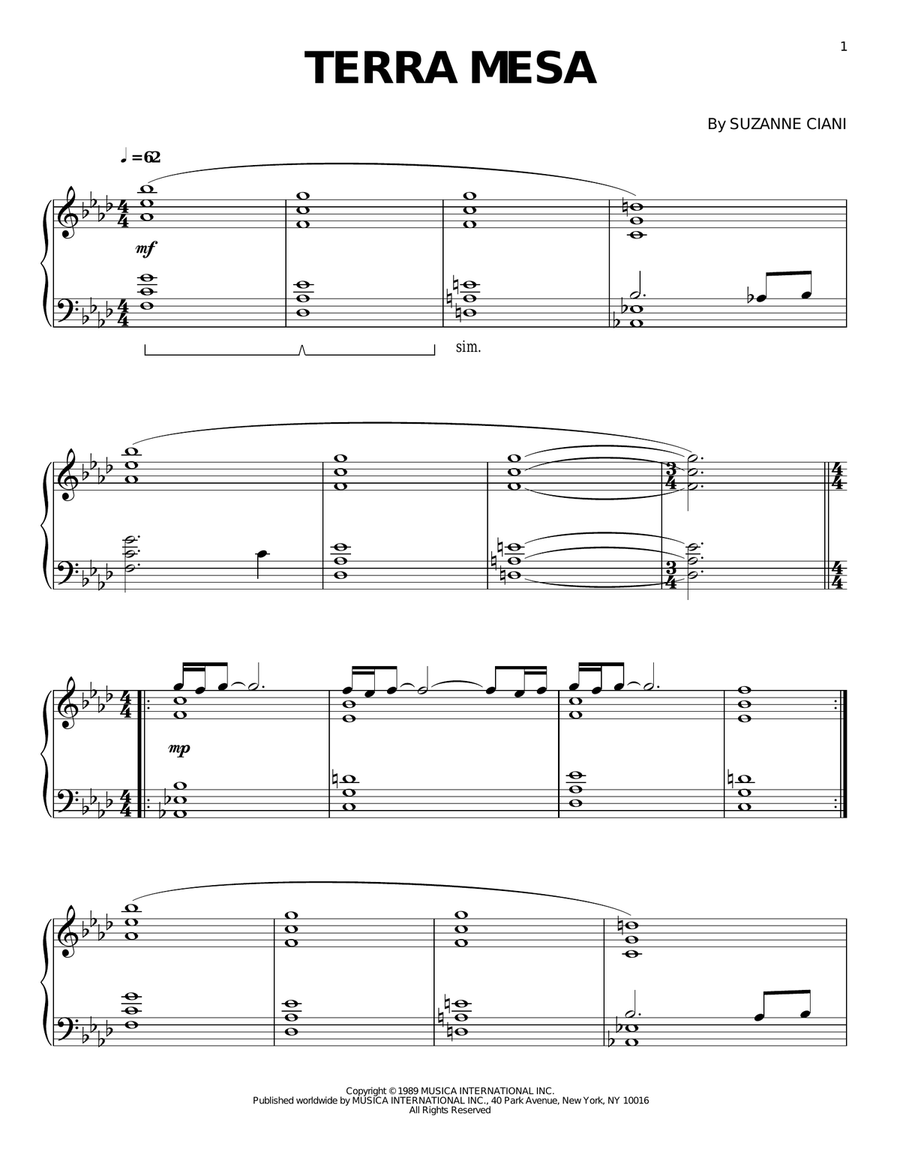 Terra Mesa Piano Solo scores gallery preview page 1